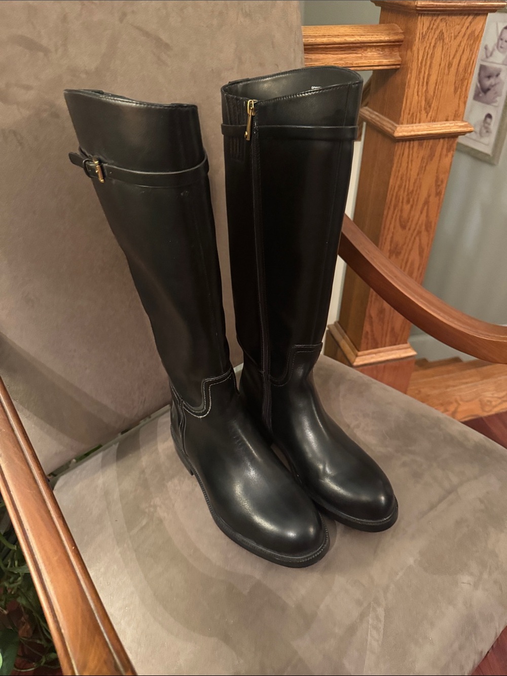 Giani Bernini Black Leather Knee-High Riding Boots